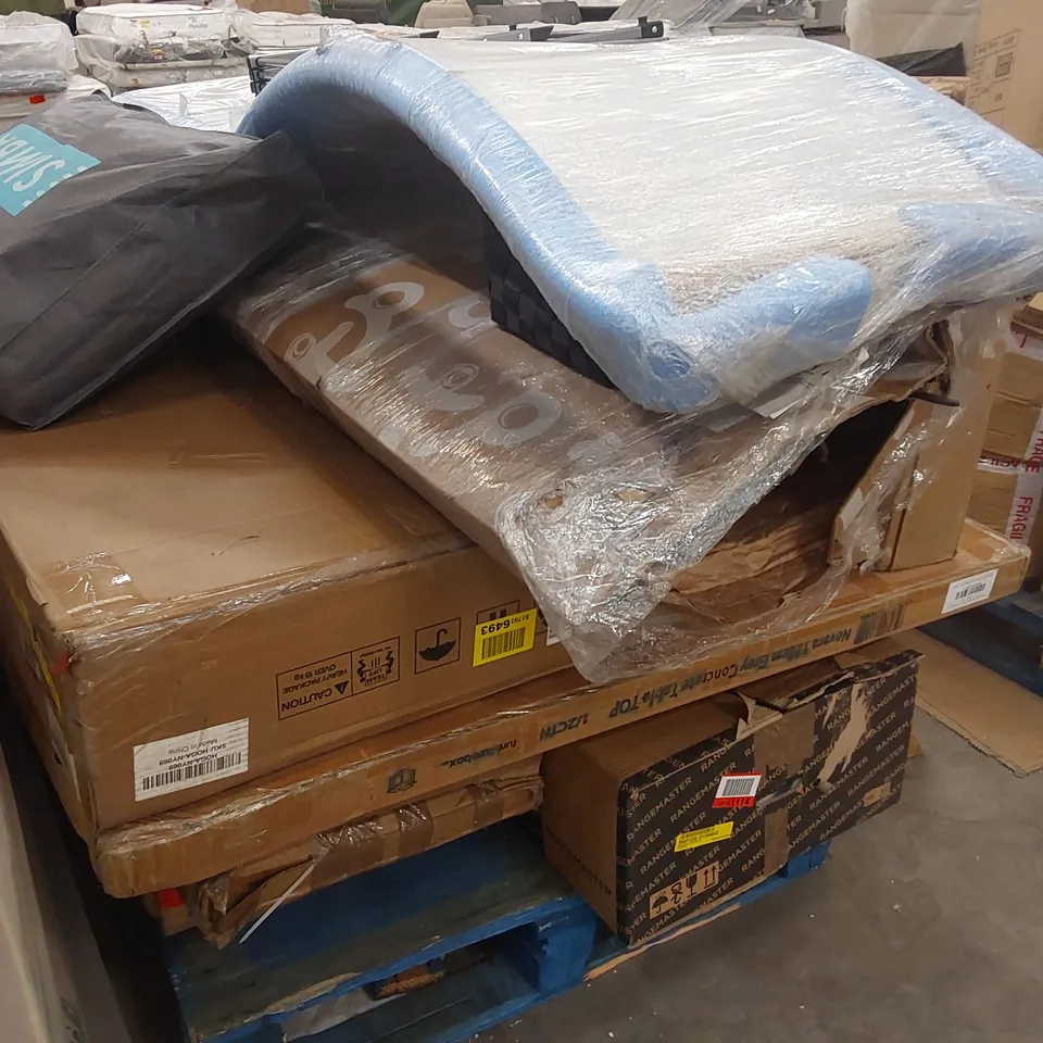 PALLET OF ASSORTED INCOMPLETE FURNITURE PARTS AND PIECES 
