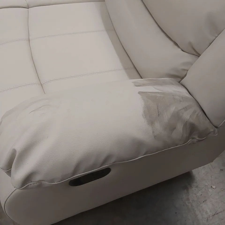 QUALITY DESIGNER FAUX LEATHER 3 SEATER MANUAL RECLINER SOFA IN CREAM