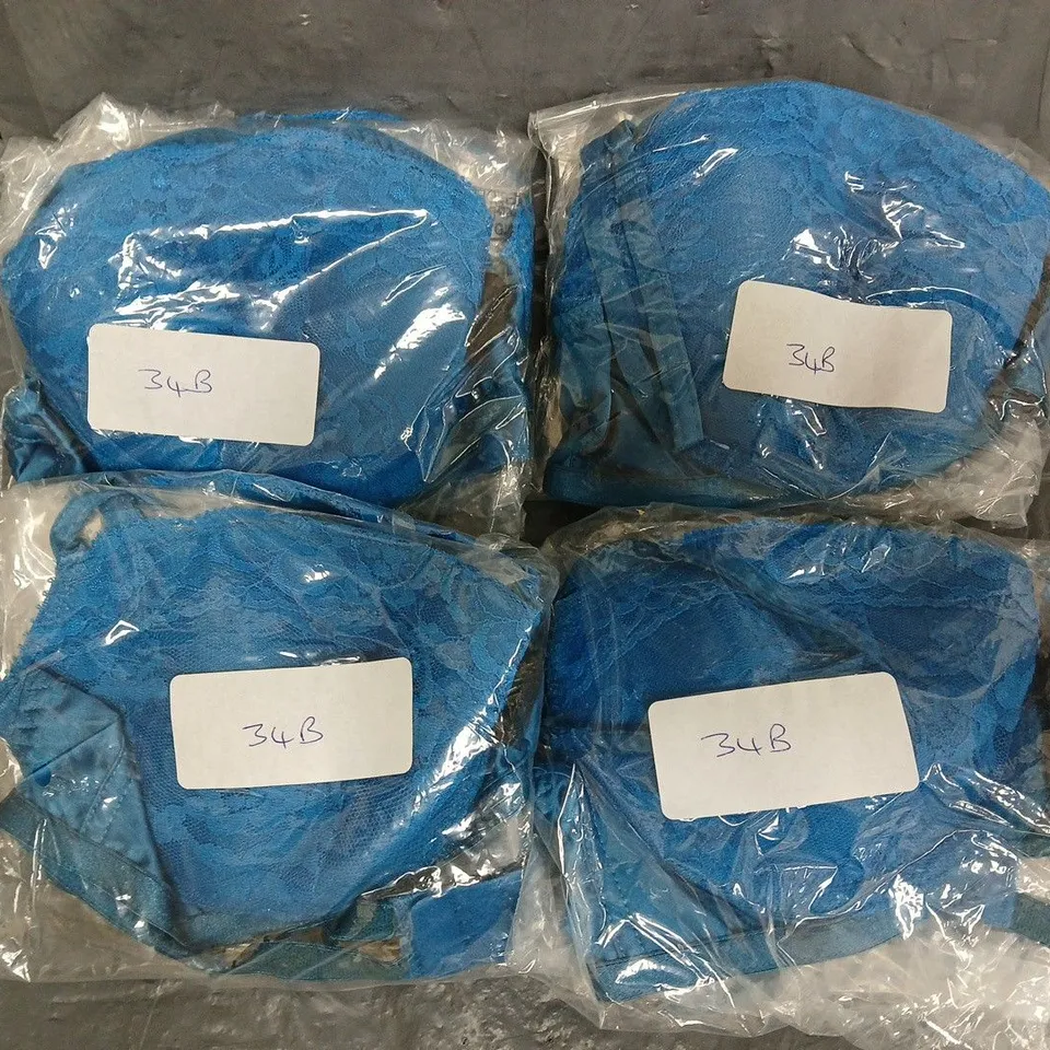 BOX OF APPROXIMATELY 90 BRAS IN TEAL SIZE 34B