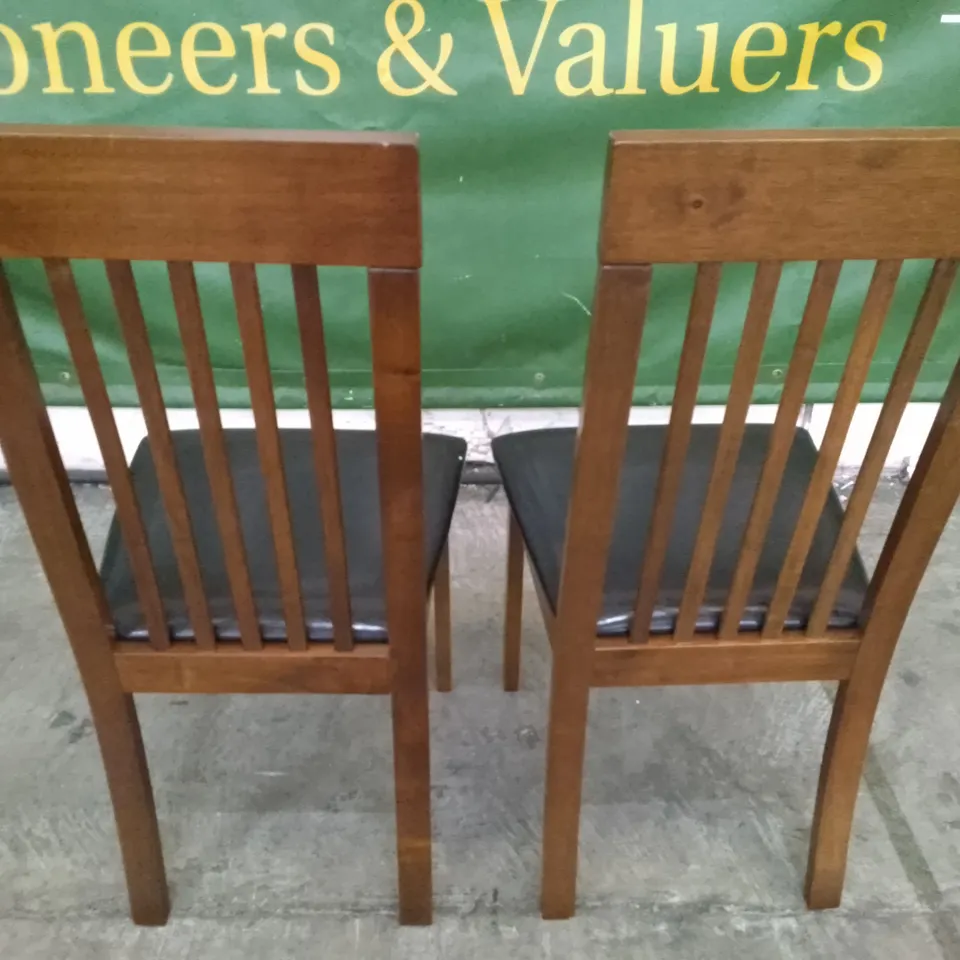 SET OF 2 NEW OXFORD DARK WOOD DINING CHAIRS (BLACK LEATHER SEAT PAD)