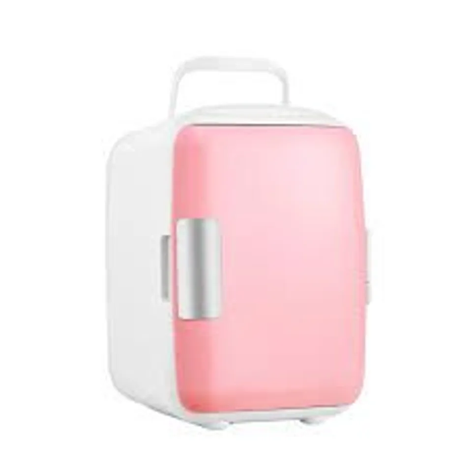 BOXED MINI 12V CAR REFRIGERATOR IN PINK