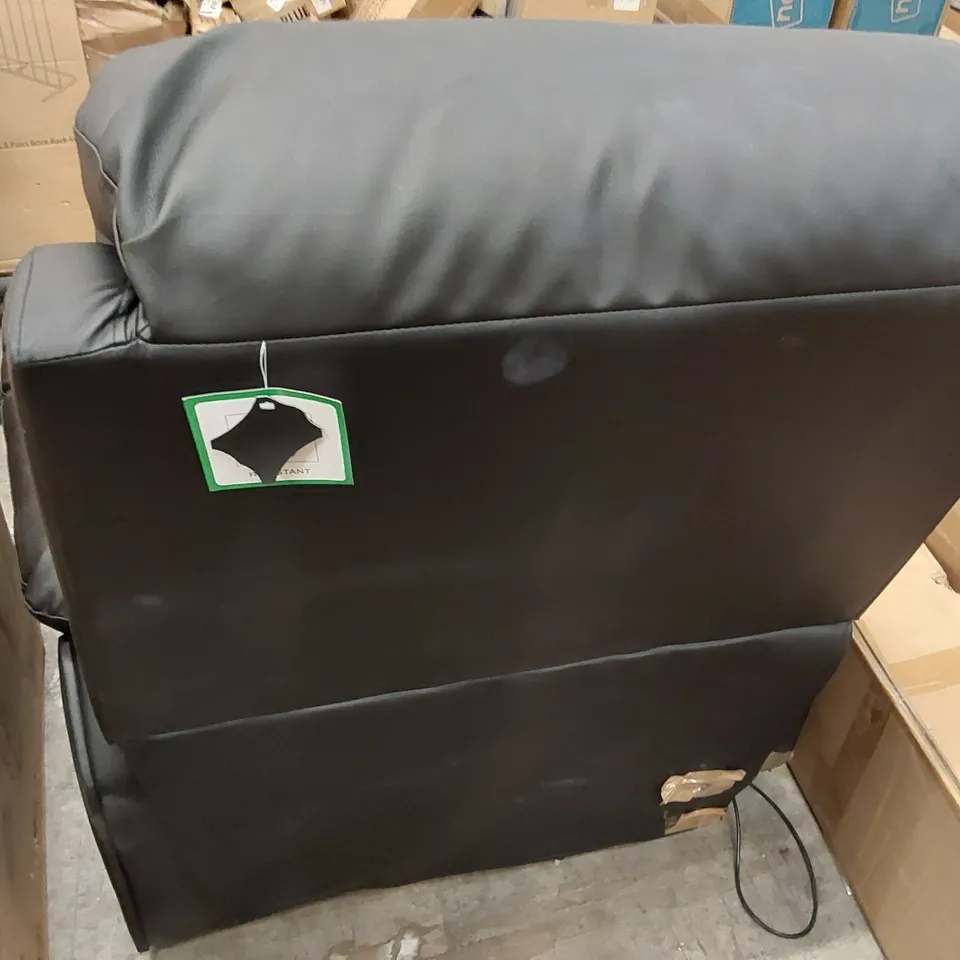 DESIGNER BLACK LEATHER ELECTRIC RECLINING ARMCHAIR (1 ITEM)