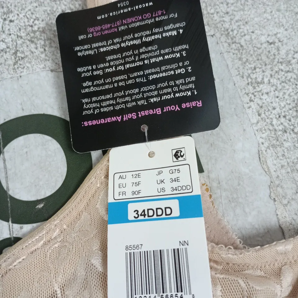 WACOAL THE AWARENESS BRA – BEIGE LACE, UK 34E (US 34DDD)