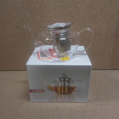 BOXED JUDGE SPECIALITY TEAWARE GLASS TEAPOT WITH STAINLESS STEEL FILTER - MISSING LID