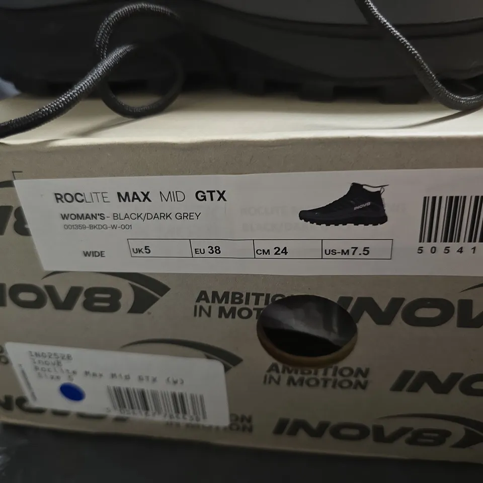 INOV-8 ROCLITE MAX MID GTX WOMEN’S TRAIL SHOES – UK 5, BLACK/DARK GREY