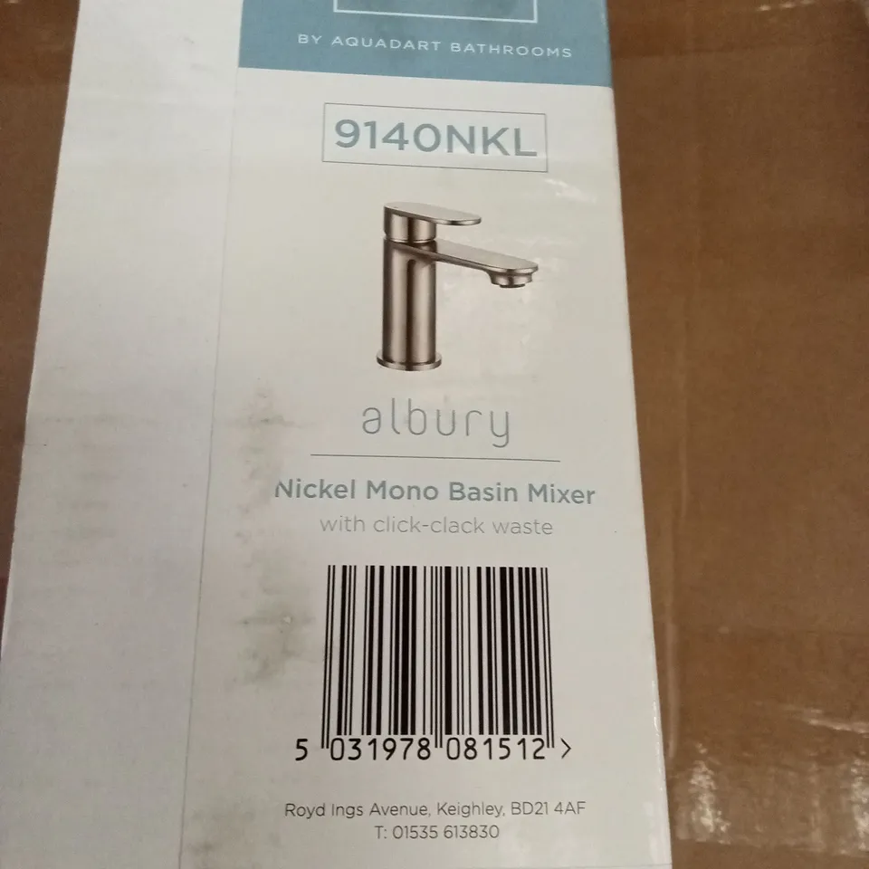 BOXED NIAGARA ALBURY NICKEL MONO BASIN MIXER + CLICK-CLACK WASTE