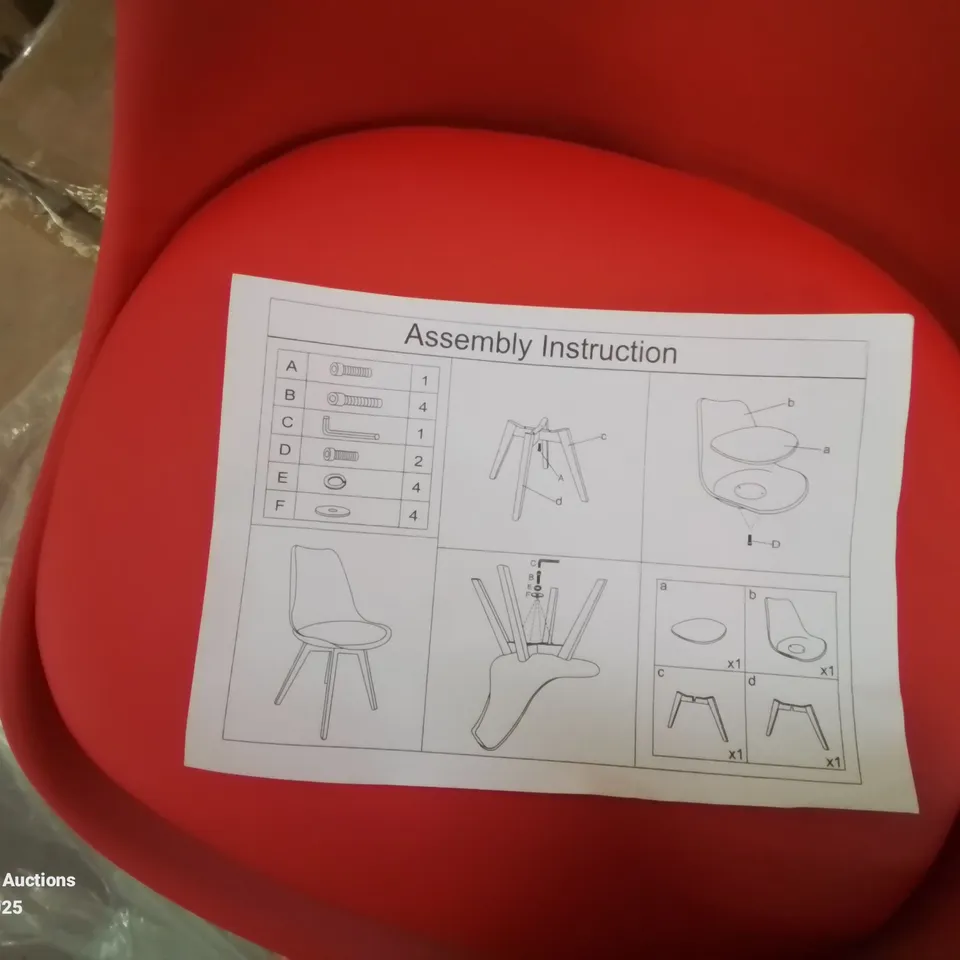 BOXED PLASTIC DINNING CHAIR - RED (1 BOX)