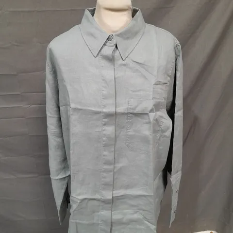 COS RECYCLED LINEN LIGHT KHAKI SHIRT - UK 10