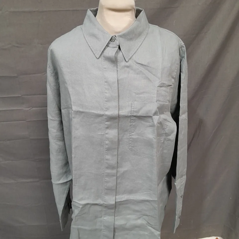 COS RECYCLED LINEN LIGHT KHAKI SHIRT - UK 10