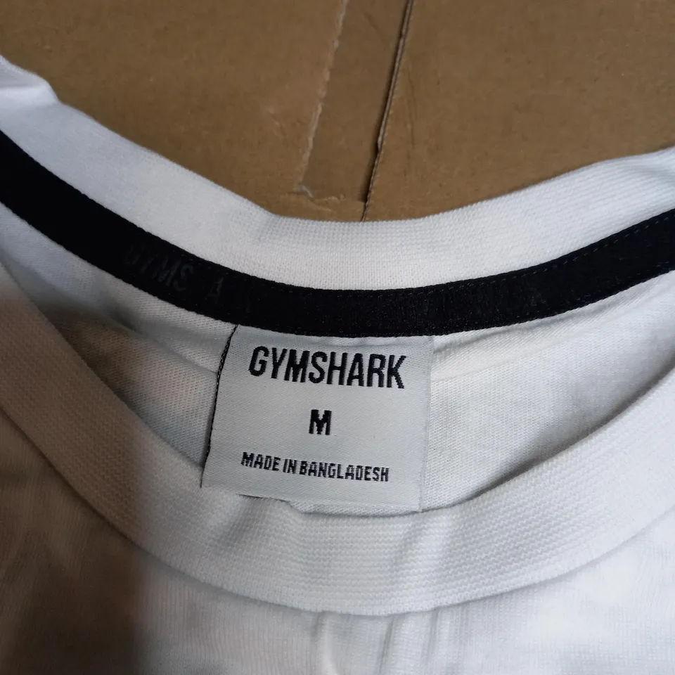 WHITE GYMSHARK GYM TOP SIZE M 