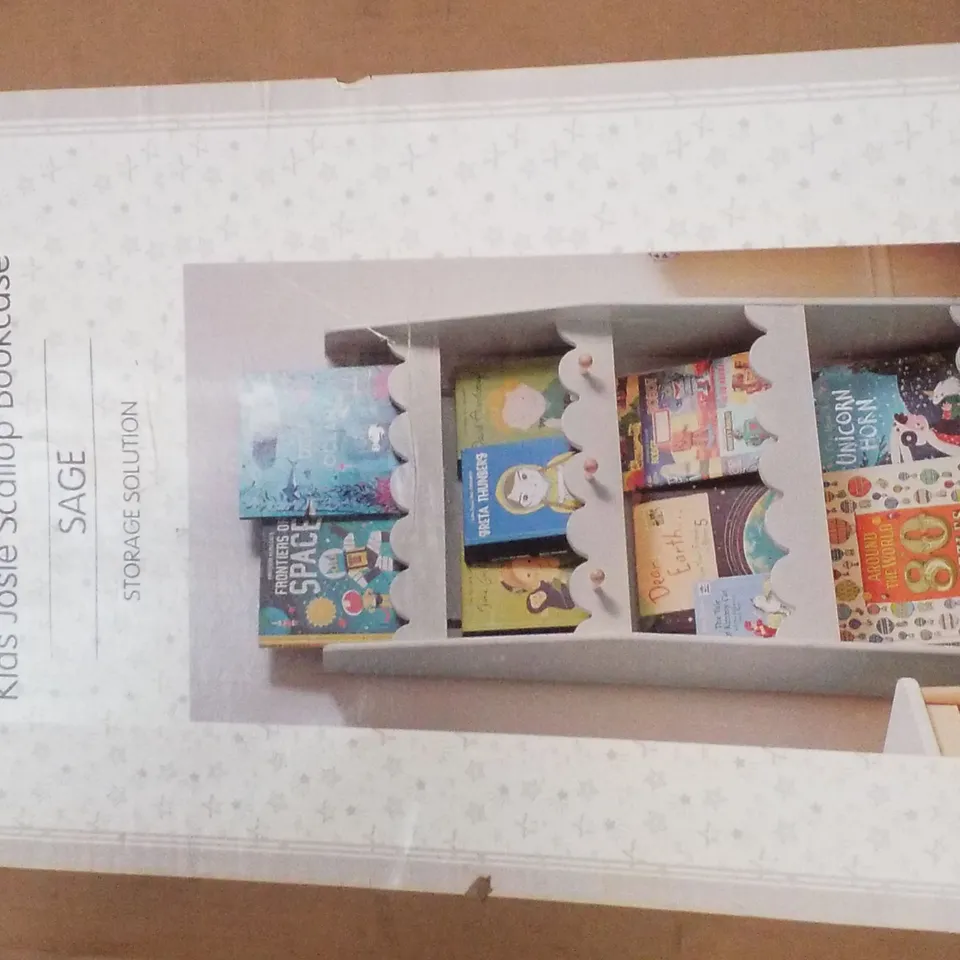 BOXED KIDS SCALLOP BOOKCASE  SAGE