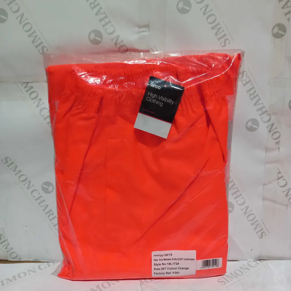 BRAND NEW ARCO WOMENS HI-VIS GO/RT ORANGE OVERTROUSERS - SIZE 24T