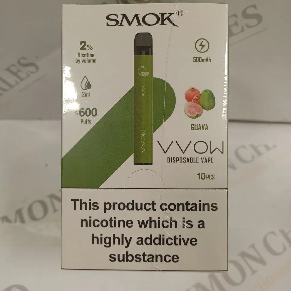 SEALED SMOK VVOW 10-PACK OF DISPOSABLE VAPES - GUAVA 