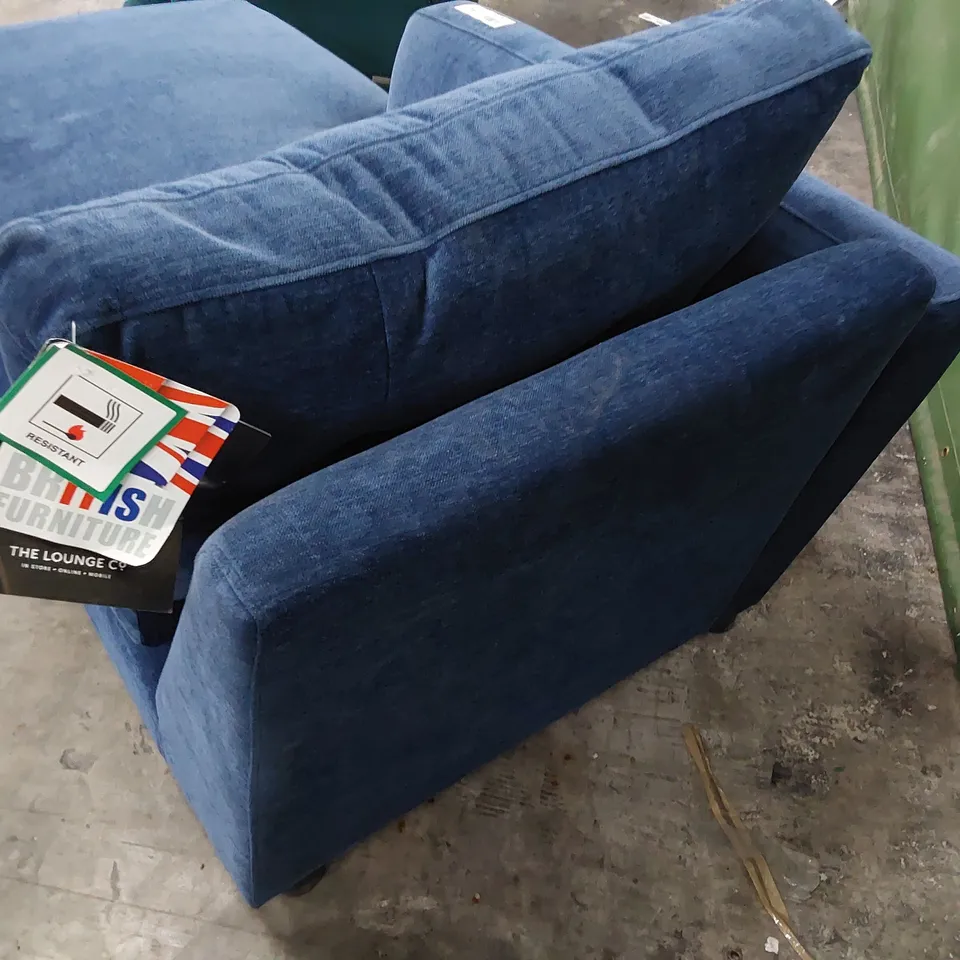 QUALITY BRITISH DESIGNER LOUNGE Co. HOLLY CHAISE SECTION BLUE PLUSH FABRIC 
