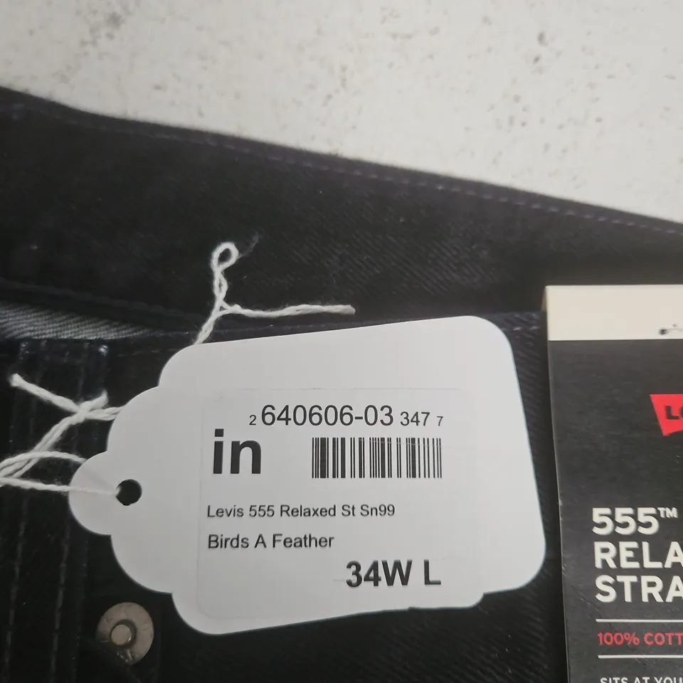 LEVI'S 555 RELAXED STRAIGHT JEANS – DARK DENIM, UK 34