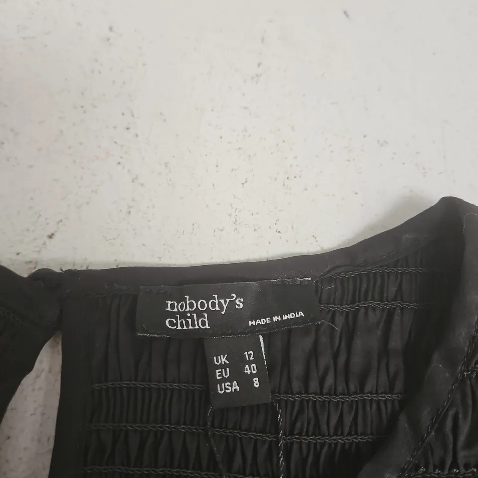 NOBODY'S CHILD HENLEY MINI DRESS – BLACK, UK 12 (EU 40, USA 8)