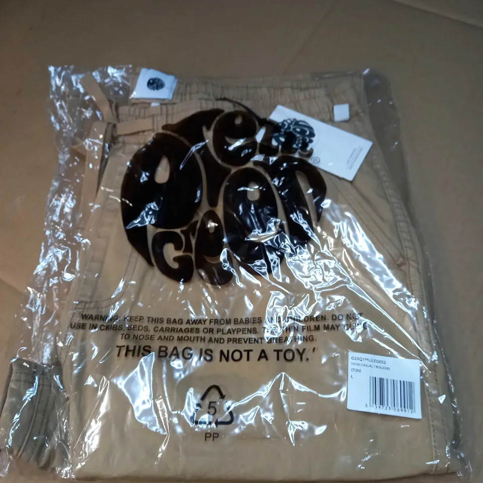 PACKAGED PRETTYGREEN STONE MENS CASUAL TROUSERS - LARGE