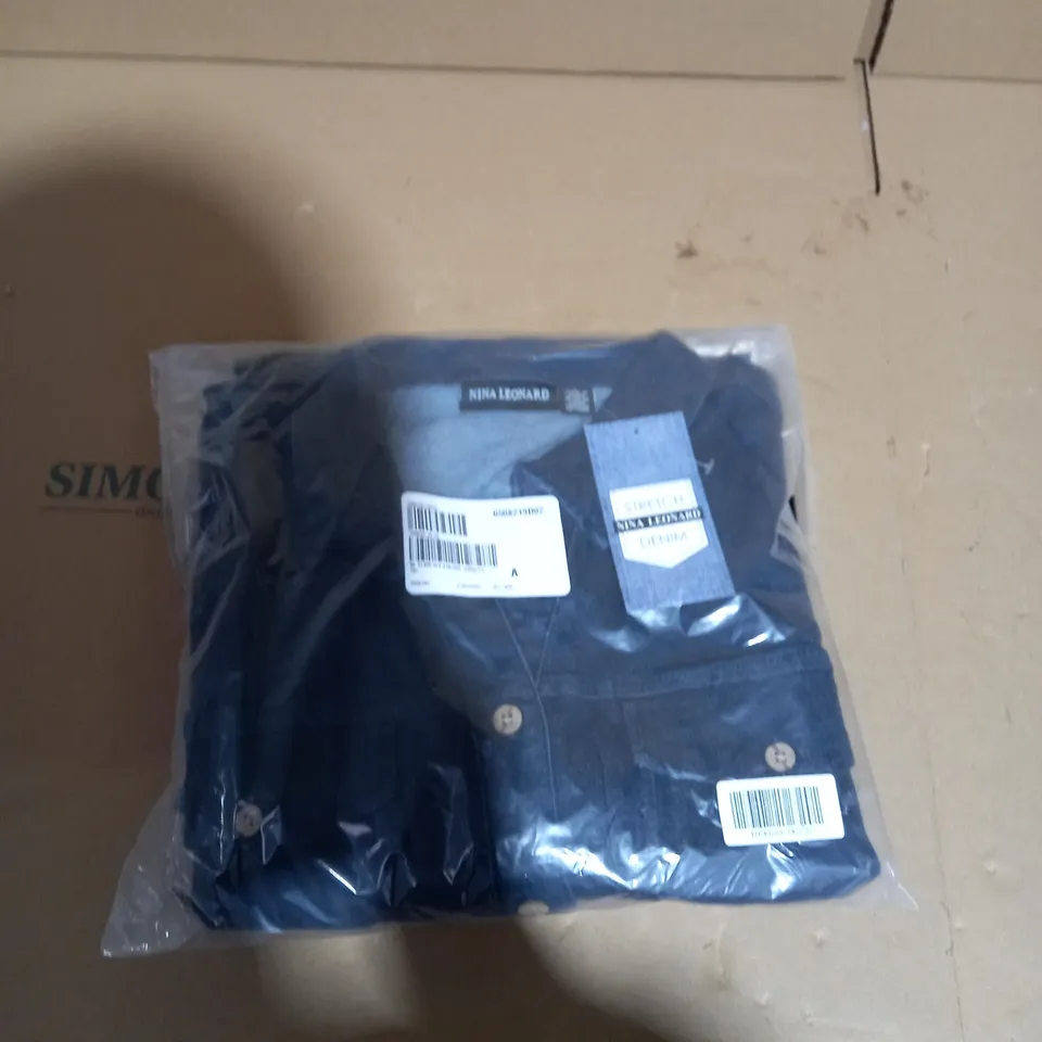 NINA LEONARD STRETCH DENIM INDIGO JACKET - L