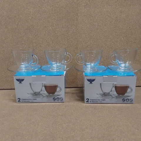 BOXED RAVENHEAD ENTERTAIN SET OF 4 CAPPUCCINO CUPS WITH SAUCERS