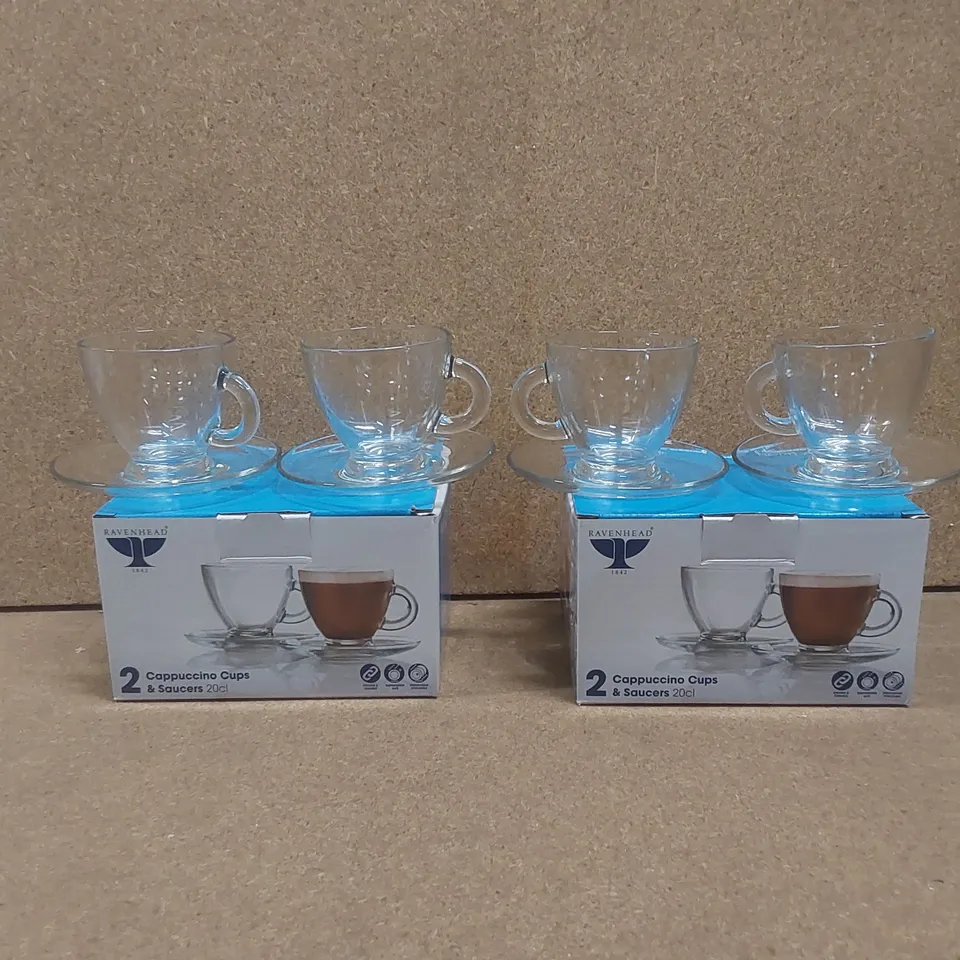 BOXED RAVENHEAD ENTERTAIN SET OF 4 CAPPUCCINO CUPS WITH SAUCERS