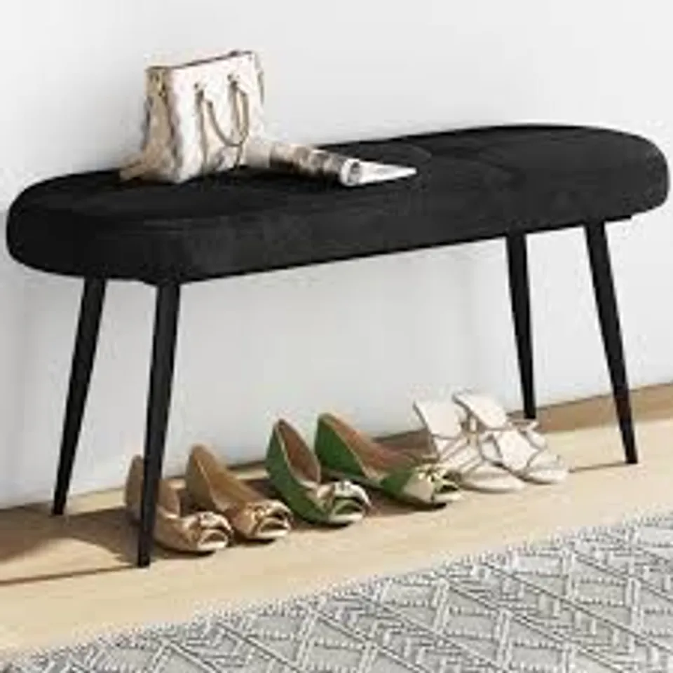 BOXED COSTWAY BLACK PADDED OTTOMAN BENCH