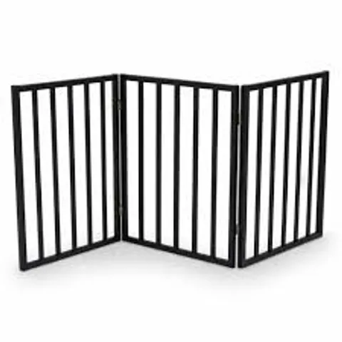 BOXED BLACK DOG SAFETY FOLDING WOODEN PET GATE PORTABLE INDOOR BARRIER