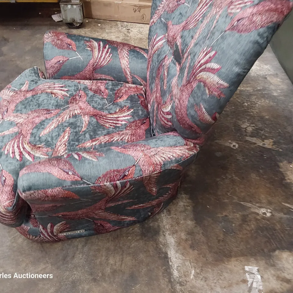 QUALITY BRITISH DESIGNER LOUNGE Co. NOAH OCCASIONAL CHAIR BIRD OF PARADISE FABRIC