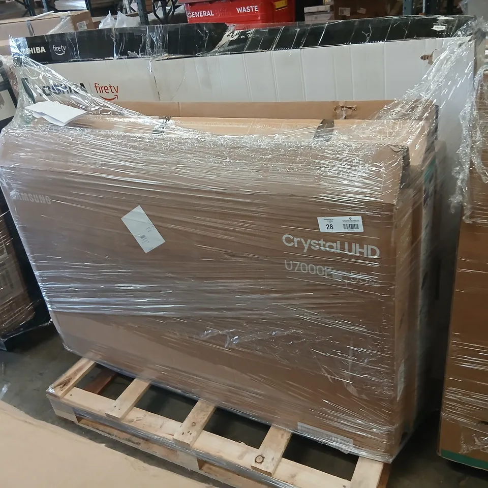 PALLET OF FIVE ASSORTED WAREHOUSE DAMAGED TV'S TO INCLUDE;