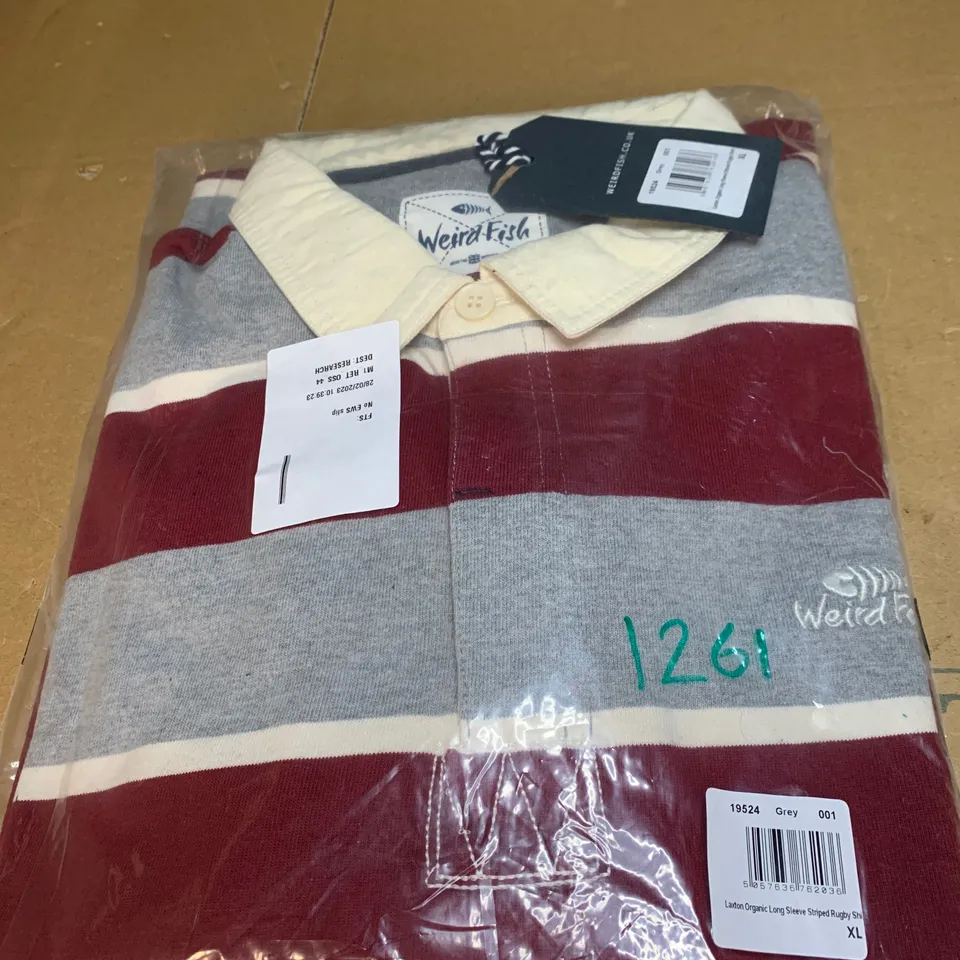 WEIRD FISH LAXTON ORGANIC LONG SLEEVE STRIPED RUGBY SHIRT SIZE XL