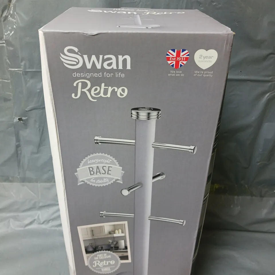 BOXED AND SEALED SWAN RETRO 6 CUP MUG TREE IN GREY