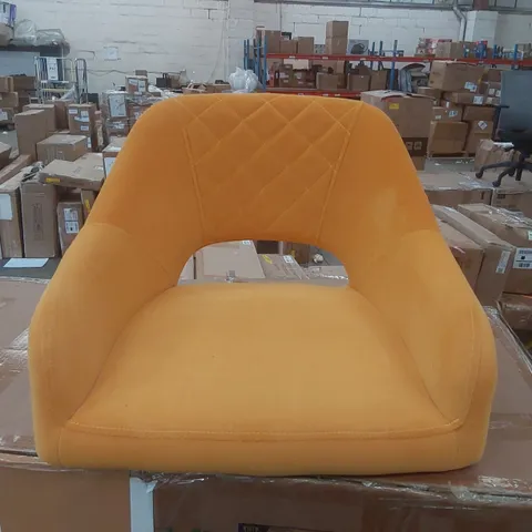 BOXED AINPECCA SET OF 2 DINING CHAIRS VELVET UPHOLSTERED SEAT ARMCHAIRS IN YELLOW WITH BLACK METAL LEGS (1 BOX)