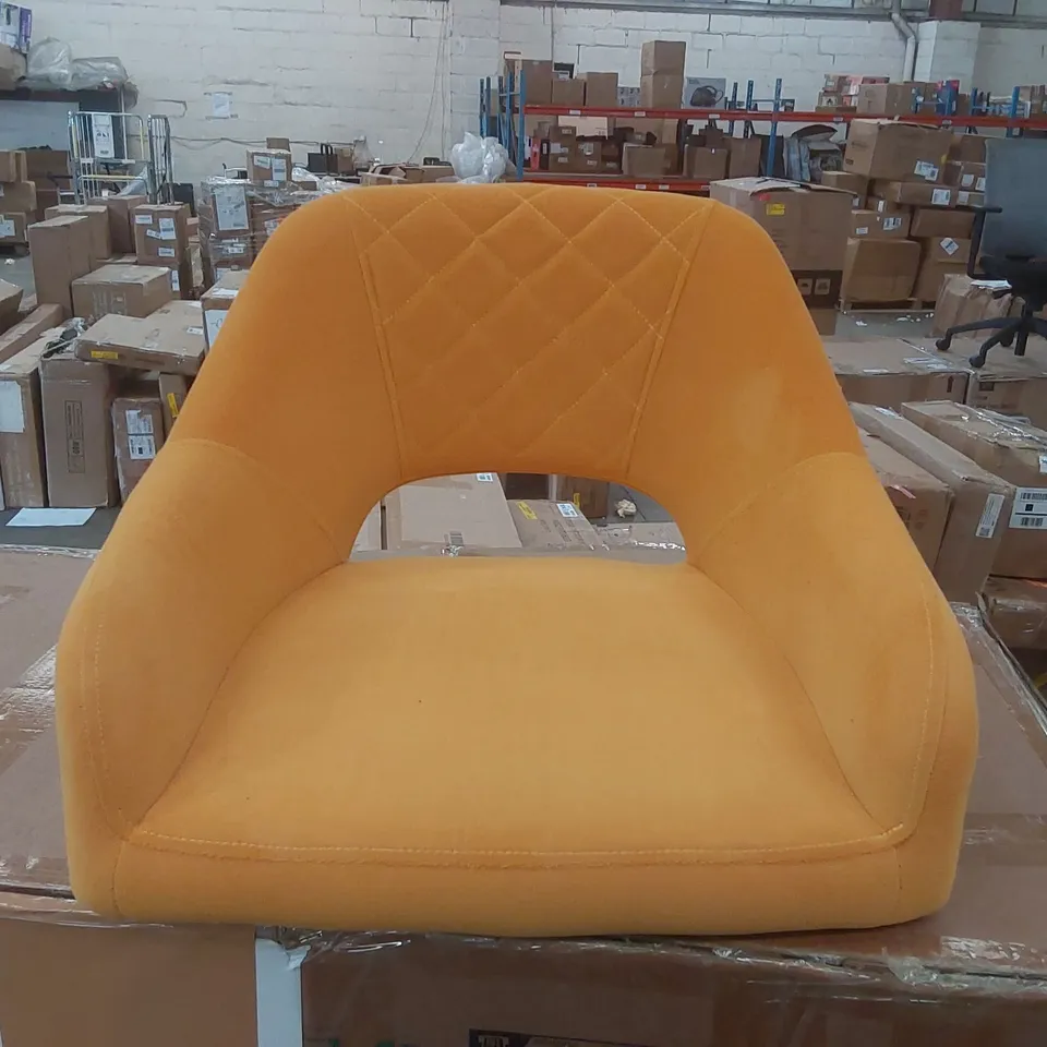 BOXED AINPECCA SET OF 2 DINING CHAIRS VELVET UPHOLSTERED SEAT ARMCHAIRS IN YELLOW WITH BLACK METAL LEGS (1 BOX)