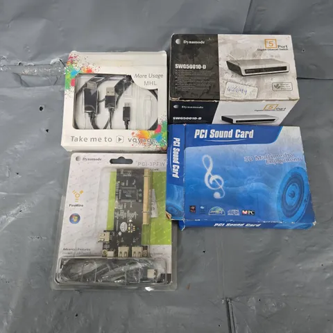 PALLET OF ASSORTED ELECTRICAL PRODUCTS TO INCLUDE SOUND CARDS, ETHERNET SWITCHES, USB CONVERTERS ETC - COLLECTION ONLY 