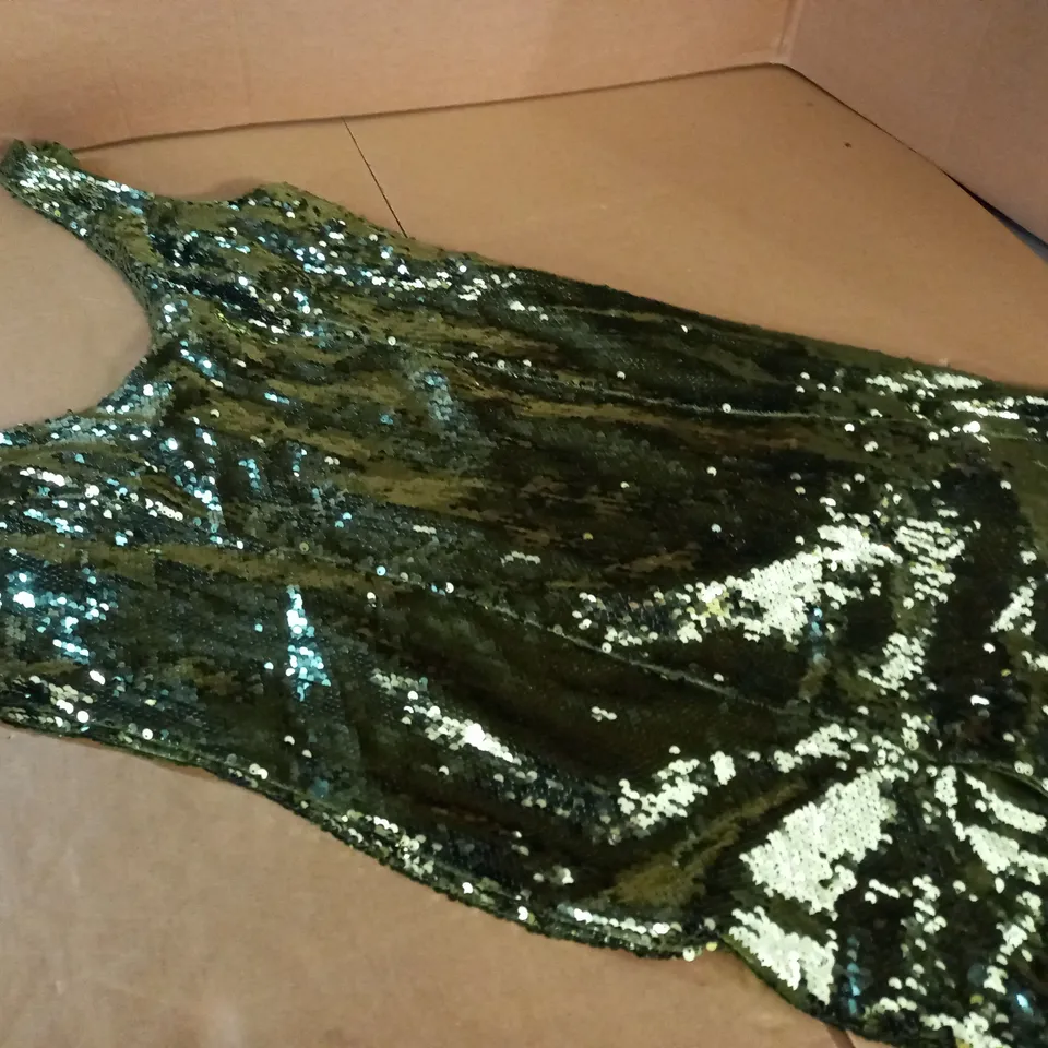 ASOS DESIGN GREEN SEQUIN DRESS - UK 16