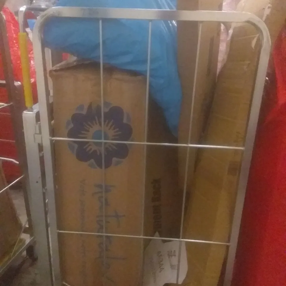 PALLET OF ASSORTED ITEMS INCLUDING POP UP TENT, GARMENT RACK, AIR COOLER