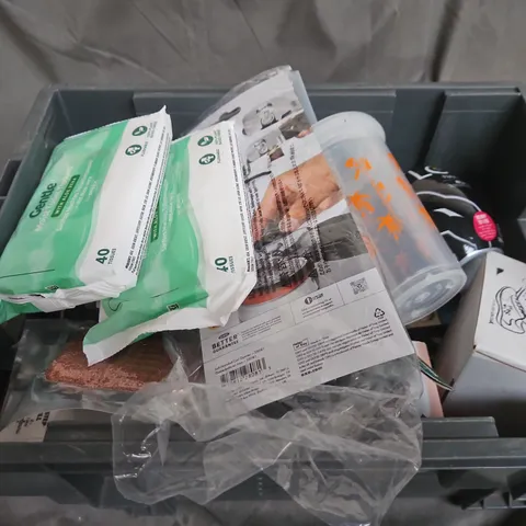 APPROXIMATELY 10 ASSORTED HOUSEHOLD ITEMS TOO INCLUDE SURFACE WIPES , PLASTIC CUPS , ETC