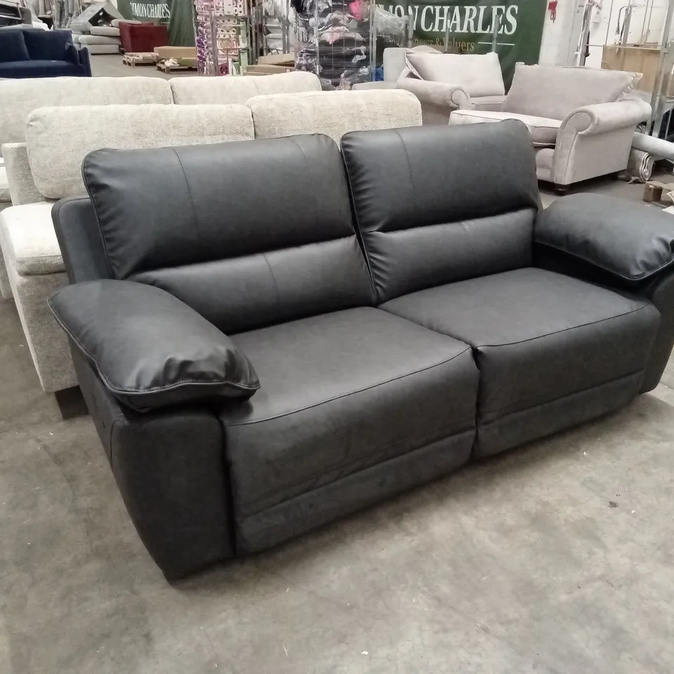 SEVILLE 3 SEATER MANUAL RECLINER SOFA, VINTAGE GREY PREMIUM FAUX LEATHER