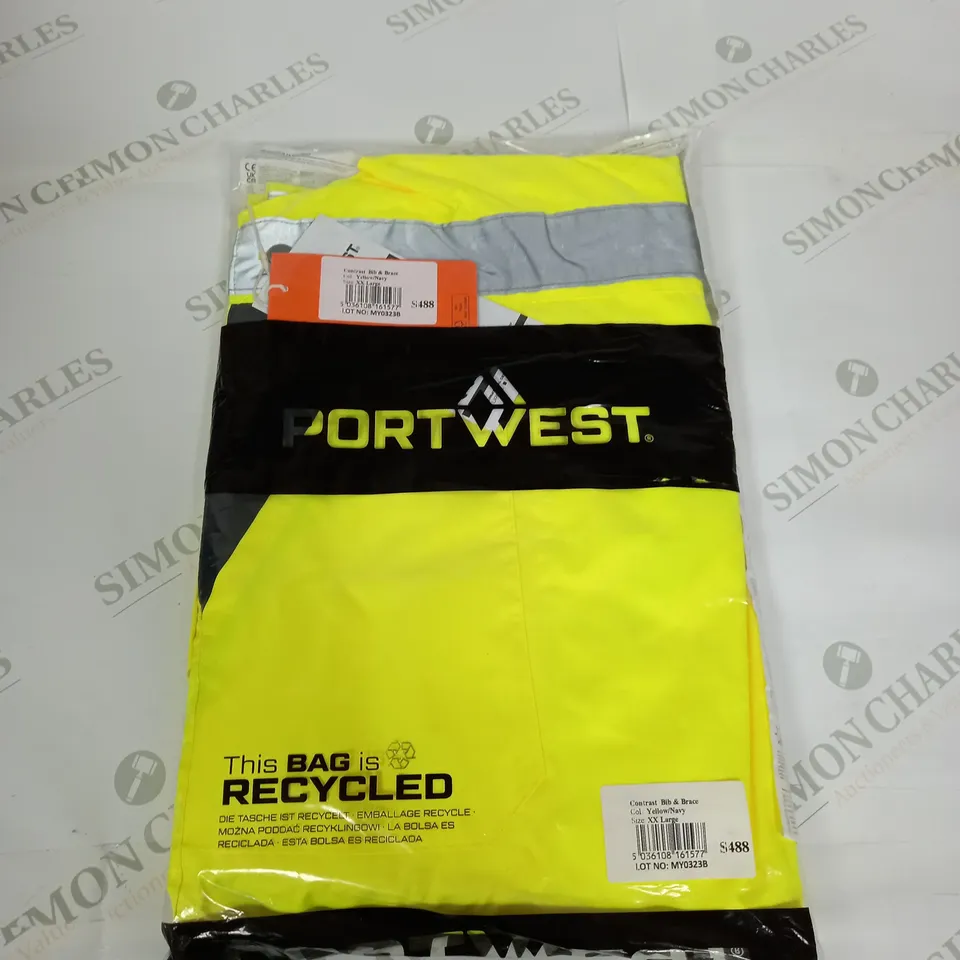 PORTWEST CONTRAST BIB AND BRACE SIZE XXL