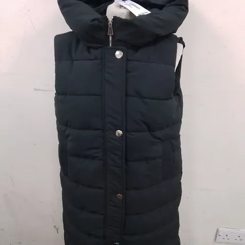 BOOHOO LONGLINE HOODED GILET IN BLACK - M
