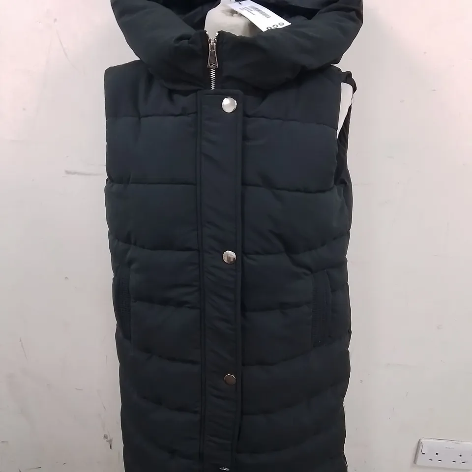 BOOHOO LONGLINE HOODED GILET IN BLACK - M