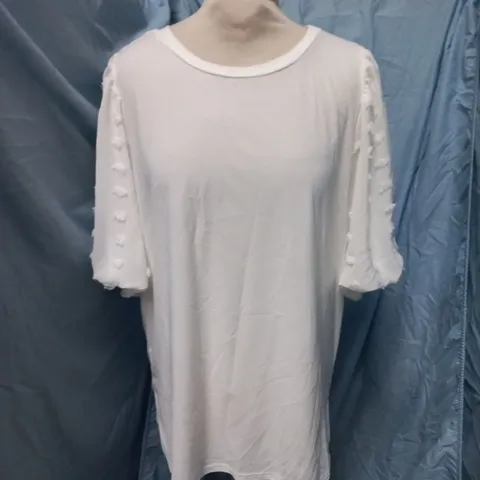 LTS WOMEN'S WHITE TOP – UK 18 (EU 46) WITH SLEEVE DETAIL