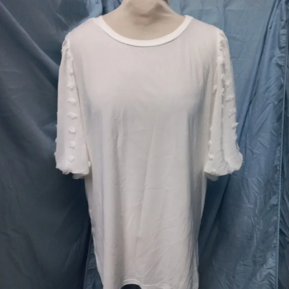 LTS WOMEN'S WHITE TOP – UK 18 (EU 46) WITH SLEEVE DETAIL