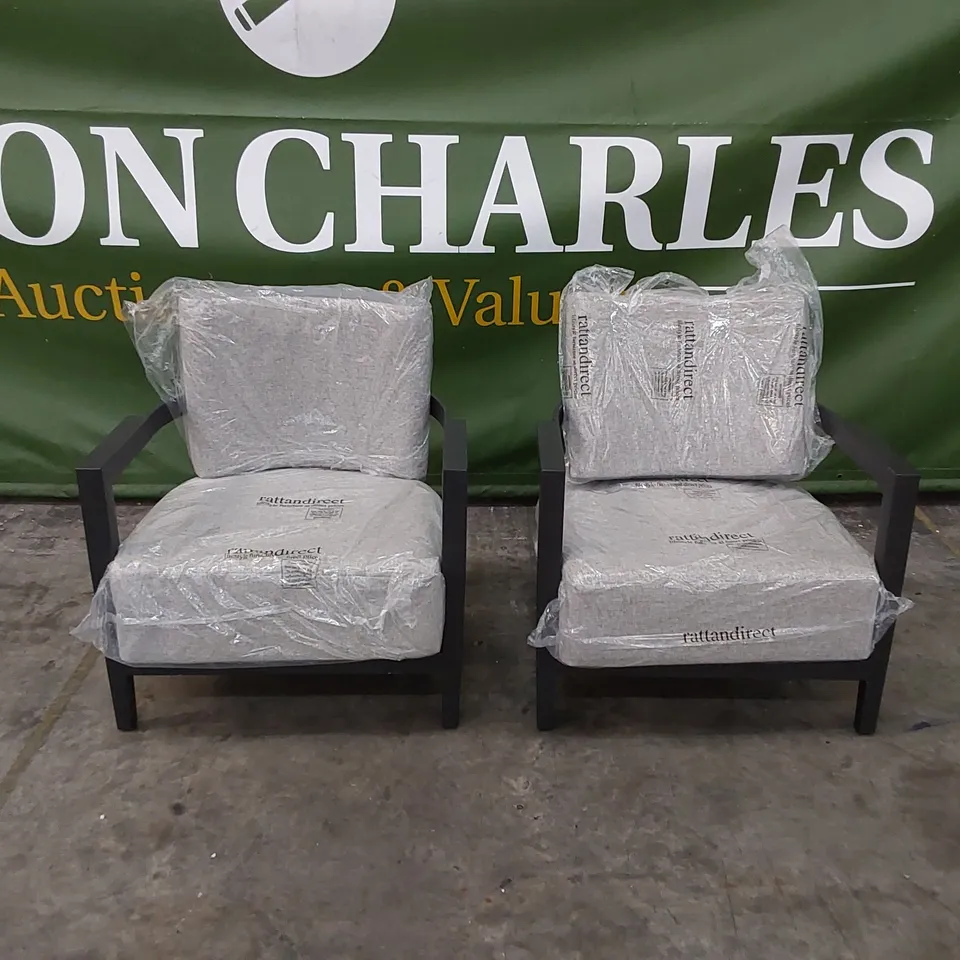 SET OF 2 DESIGNER METAL GARDEN CHAIRS WITH CUSHION