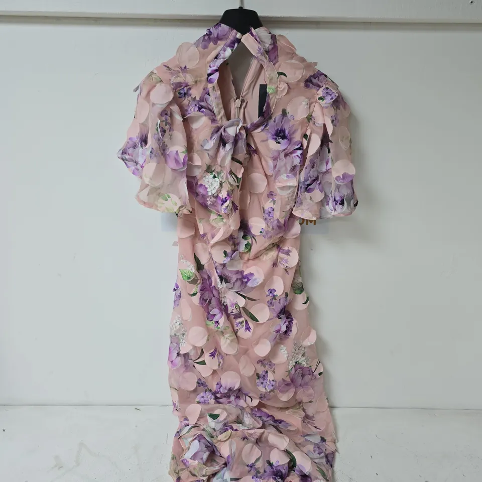 KALEIDOSCOPE BLUSH 3D PRINT DRESS - SIZE 14