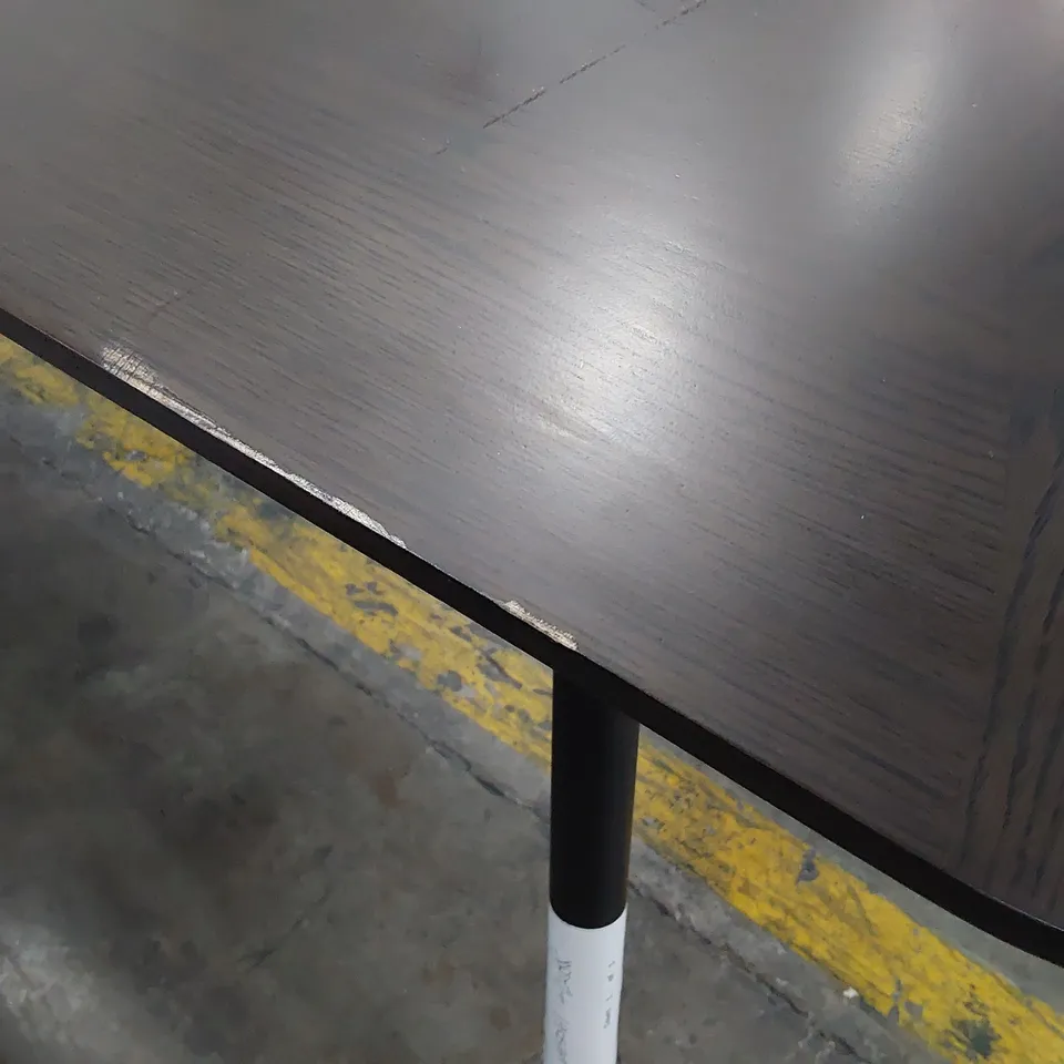 DESIGNER DARK WOOD EXTENDING DINING TABLE ON METAL FRAME (1 LEAF)