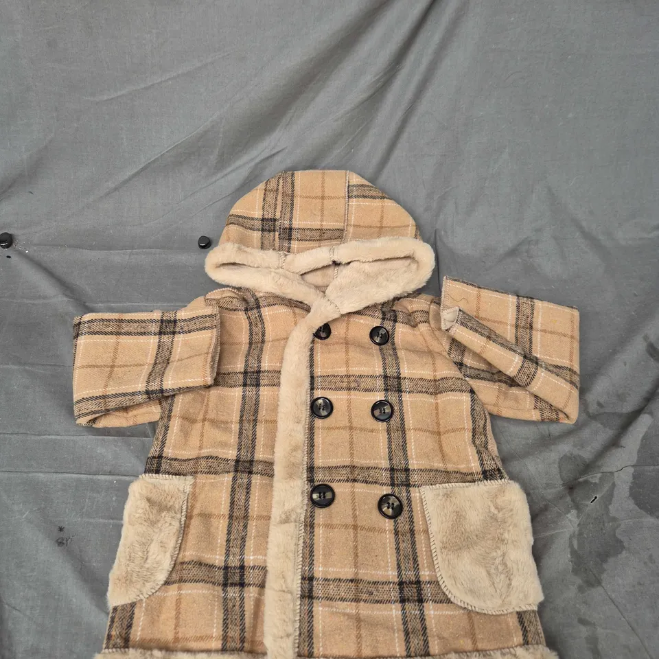 Baby's Plaid Coat with Faux Fur Trim and Hood (SIZE NOT VERIFIED)