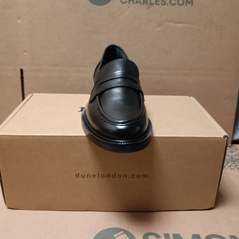 Dune London Black Leather Penny Loafers, UK 6 (EU 39)