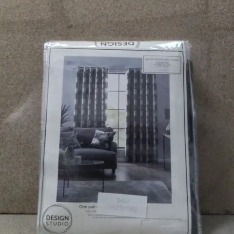 BRAND NEW DESIGN STUDIO FULLY LINED CURTAINS 117CM X 137CM - SPACE GREY 