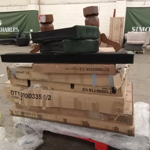 PALLET OF ASSORTED INCOMPLETE DESIGNER FURNITURE PARTS AND SOFA PARTS