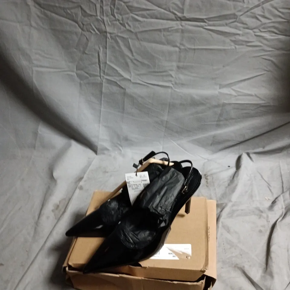 MNG MANGO WOMEN'S BLACK PATENT SLINGBACK HIGH HEELS, UK 4 (EU 37)